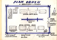 Plan obozu nr 506 w Kopiejsku na Uralu w rejonie Czelabińska w którym przebywali deportowani Górnoślązacy wykonany przez więźnia Stanisława Guza.